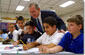 Earlier this year, President Bush met with students at B.W. Tinker School in Waterbury, Connecticut. On Tuesday, December 18, Congress passed the historic bipartisan education bill. The President said he looks forward to signing the bill early next year. White House photo by Paul Morse.