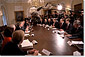 President George W. Bush meets with his Senior Advisors including Secretary of Treasury Paul O'Neill and Chairman of the Federal Reserve Board Alan Greenspan in the Cabinet Room Jan. 7. White House photo by Paul Morse.