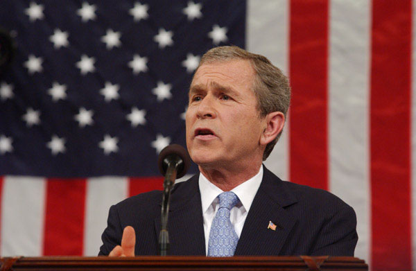 President George W. Bush delivers the State of the Union address before a joint session of congress at the Capitol, Tuesday, Jan 29, 2002. White House photo by Eric Draper.