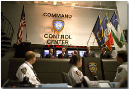 President George W. Bush visits the New York City Command and Control Center Feb. 6, 2002. 