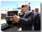 President George W. Bush reviews the Vehicle and Cargo Inspection System during a tour of the cargo dock at the Bridge at the Americas in El Paso, Texas, Thursday, March 21. Also pictured, from left, are Port Operations Director David Longoria, Texas Governor Rick Perry and Congressman Henry Bonilla (R-23rd). "I want this border to be modern; I want it to have the very best technology," said the President upon his arrival at the El Paso airport. "I don't want it to be a neglected part of our country. I want it to be a place where we spend a lot of time and focus on it, so that it works the best it can possibly work." White House photo by Eric Draper.