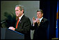 President George W. Bush discusses rights of people who are victims of crime during an address at the Robert F. Kennedy Department of Justice Tuesday, April 16. "Victims of violent crime have important rights that deserve protection in our Constitution," said the President. "And so today, I announce my support for the bipartisan Crime Victims' Rights amendment to the Constitution of the United States." White House photo by Paul Morse.