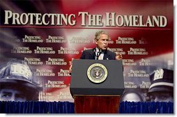 President George W. Bush addressed federal employees about Homeland Security. 
