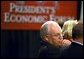 Vice President Dick Cheney listens to participants at the New Jobs Through Free Trade discussion session at the President's Economic Forum in Waco, Texas Tuesday August 13, 2002. 