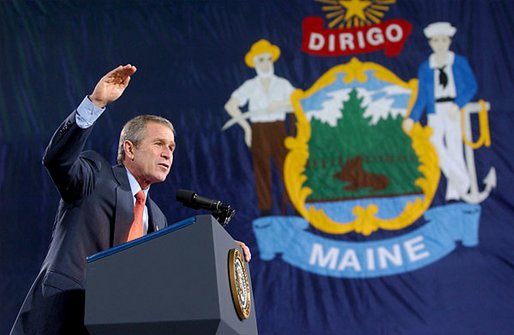 President George W. Bush speaks during the Maine Welcome in Bangor, Maine, Tuesday, Oct. 22. White House photo by Eric Draper.