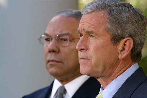 President George W. Bush discusses the unanimous passage of the U.N. Resolution regarding Iraq in the Rose Garden, Friday, Nov. 8. ".the United Nations Security Council has met important responsibilities, upheld its principles and given clear and fair notice that Saddam Hussein must fully disclose and destroy his weapons of mass destruction. He must submit to any and all methods to verify his compliance," said the President. "His cooperation must be prompt and unconditional, or he will face the severest consequences." White House photo by Paul Morse.