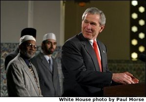 President George W. Bush marks Eid al-Fitr, the end of the Muslim holy month of Ramadan, with an address at the Islamic Center of Washington, D.C., Thursday, Dec. 5.