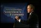 President George W. Bush speaks to the Economic Club of Chicago, Ill., about his growth and jobs plan to strengthen the American economy Tuesday, January 7, 2003. White House photo by Paul Morse.