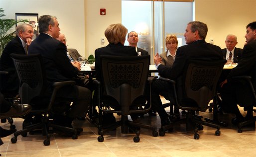 President George W. Bush meets with small investors at Charles Schwab and Company in Alexandria, Va., Wednesday, Feb. 12, 2003. White House photo by Tina Hager.