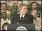 President Bush addressed the troops today at CentCom at MacDill Air Force Base. White House screen capture