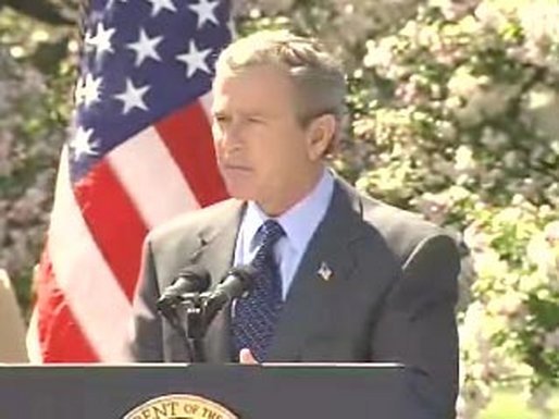 President Bush discussed the economy with small business owners today from the Rose Garden. Transcript and video to be available soon. White House screen capture.