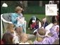 Mrs. Cheney hosting the 2003 Easter Egg Roll at the White House. White House screen capture.