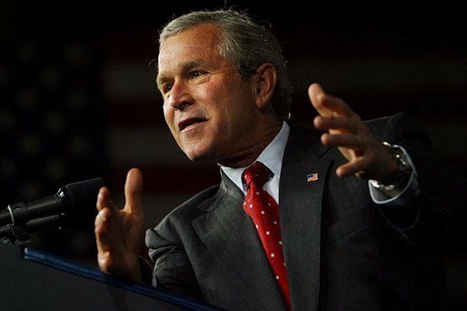 President George W. Bush delivers remarks on his Jobs and Growth Plan at the Indiana State Fairgrounds in Indianapolis, Ind., Tuesday, May 13, 2003. White House photo by Susan Sterner
