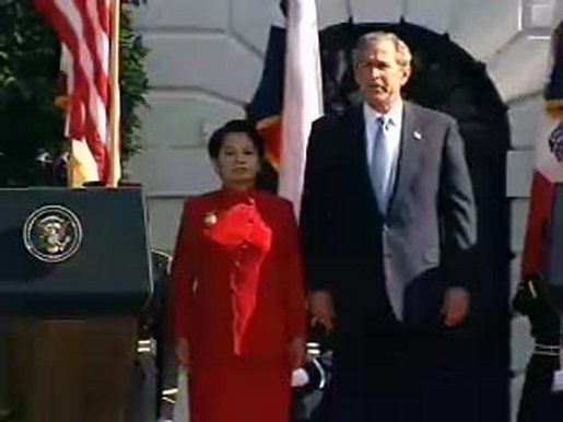 President George W. Bush and the President of the Philippines. White House screen capture.