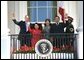 At the end of the ceremony, President Bush, Mrs. Bush, President Arroyo and Mr. Arroyo wave from the Truman Balcony. White House photo by Eric Draper