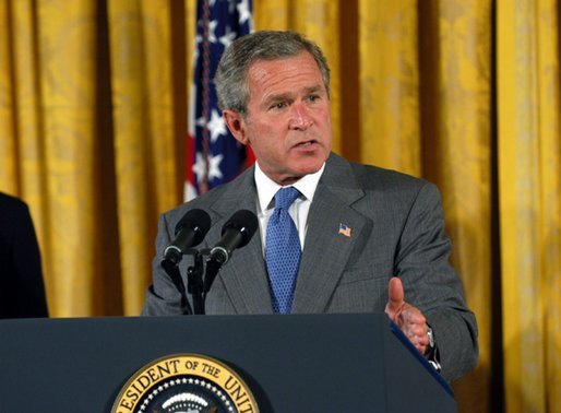 President George W. Bush discusses the benefits of the Jobs and Growth Tax Reconciliation Act of 2003 in the East Room Wednesday, May 28, 2003. "We are helping workers who need more take-home pay. We're helping seniors who rely on dividends. We're helping small business owners looking to grow and to create more new jobs. We're helping families with children who will receive immediate relief," said the President in his remarks. White House photo by Eric Draper