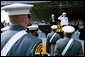 Vice President Dick Cheney stands for the National Anthem at the U. S. Military Academy Commencement Ceremony in West Point, N.Y., May 31, 2003. White House photo by David Bohrer