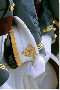 "I trust you will always remember how others see the uniform of the United States," Vice President Dick Cheney said to the U.S. Military Academy's 2003 graduating class in West Point, N.Y., May 31, 2003. "Your service might take you to the most stable place in the quietest of times, but that uniform is a reminder of what assures stability and keeps the peace," Vice President Cheney said. "At other times, your service may take you to dangerous places; and there, the sight of an American in uniform will bring fear to the violent and hope to the oppressed."  White House photo by David Bohrer