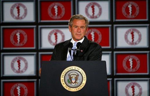 President George W. Bush addresses the Illinois State Medical Society in Chicago, Illinois Wednesday June 11, 2003. White House photo by Paul Morse