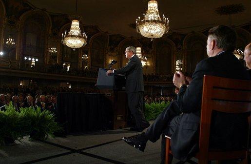 President George W. Bush addresses the Illinois State Medical Society in Chicago, Illinois Wednesday June 11, 2003. White House photo by Paul Morse