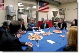 President George W. Bush speaks during a meeting with small business owners and employees at Andrea Foods in Orange, N.J., Monday, June 16, 2003.  White House photo by Eric Draper