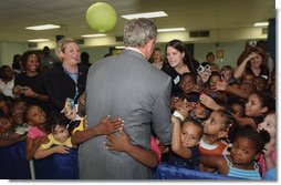 President George W. Bush visits with students from Kirkpatrick Elementary School in Nashville, Tenn., Monday, Sept. 8, 2003.  White House photo by Tina Hager