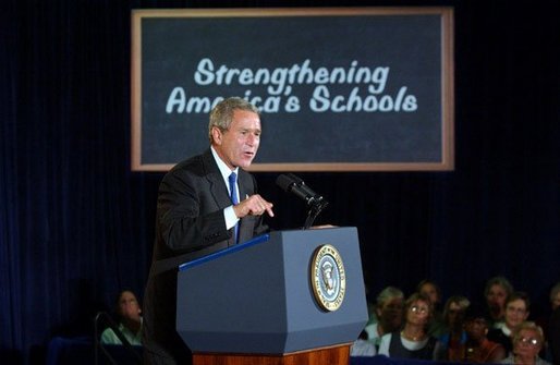 President George W. Bush delivers remarks on education at Hyde Park Elementary School in Jacksonville, Fla., Tuesday, Sept. 9, 2003. White House photo by Tina Hager