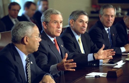 President George W. Bush discusses National Economic Security during a Cabinet Meeting, Tuesday, Oct. 7, 2003. White House photo by Eric Draper