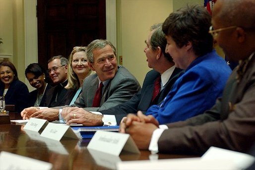 President George W. Bush meets with the U.S. Commission on International Religious Freedom in the Roosevelt Room Friday, Oct. 10, 2003. White House photo by Tina Hager.