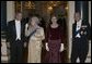 President George W. Bush and Laura Bush arrive with Her Majesty Queen Elizabeth II and Prince Philip, Duke of Edinburgh, for a State Banquet at Buckingham Palace Wednesday, Nov. 19, 2003. White House photo by Eric Draper.