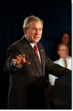 Discussing Medicare and medical liability, President George W. Bush addresses doctors and senior citizens in Las Vegas, Nev., Wednesday, Nov. 25, 2003.  White House photo by Tina Hager