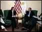 President George W. Bush meets with President Nestor Kirchner of Argentina in Monterrey, Mexico, Tuesday, Jan. 13, 2004.  White House photo by Eric Draper