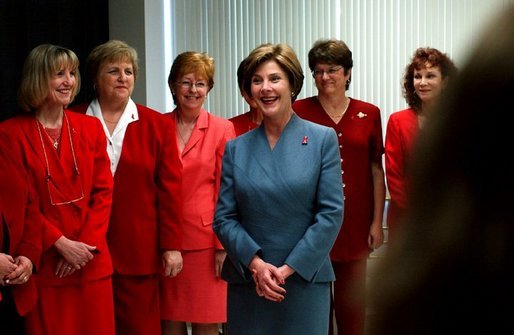 Laura Bush meets with heart disease survivors at the Baptist Hospital of Miami during part of a Heart Truth campaign tour to promote awareness of heart disease in women. Miami, Florida, Wednesday, Feb. 4, 2004. White House photo by Tina Hager