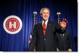 President George W. Bush speaks at the United States Hispanic Chamber of Commerce in Washington, D.C., Wednesday, March 24, 2004. The President discussed his policies to strengthen the economy and help small businesses create jobs.   White House photo by Paul Morse