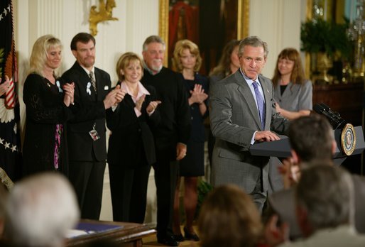 President George W. Bush speaks before signing H.R. 1997, the Unborn Victims of Violence Act of 2004, in the East Room Thursday, April 1, 2004. White House photo by Paul Morse