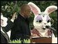 Education Secretary Rod Paige kicks off the opening ceremonies of the 2004 White House Easter Egg Roll. White House screen capture.