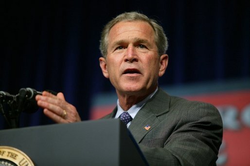 President George W. Bush delivers remarks about the USA Patriot Act in Hershey, Pa., Monday, April 19, 2004. White House photo by Paul Morse.