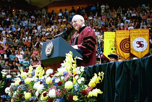 Vice President Dick Cheney congratulates the men and women of the Class of 2004 at the Florida State University Commencement Ceremony in Tallahassee, Fla., Saturday, May 1, 2004. White House photo by David Bohrer.