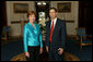 Laura Bush, Honorary Ambassador for the Decade of Literacy, poses with UNESCO’s Assistant Director General for Culture Mounir Bouchenaki in the Blue Room of the White House Wednesday, May 12, 2004. White House photo by Tina Hager