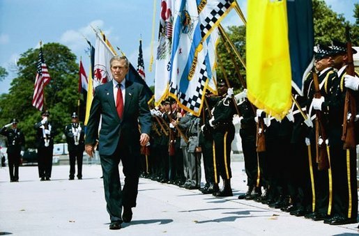 President George W. Bush attends the Annual Peace Officers' Memorial Service at the U.S. Capitol in Washington, D.C., Saturday, May 15, 2004. White House photo by Paul Morse