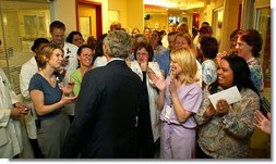 President George W. Bush visits doctors and nurses at Vanderbilt Children’s Hospital in Nashville, Tenn., May 27, 2004.  White House photo by Paul Morse