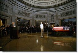 Vice President Dick Cheney delivers the eulogy for former President Ronald Reagan during the State Funeral Ceremony in the Rotunda of the U.S. Capitol Wednesday, June 9, 2004.  White House photo by David Bohrer