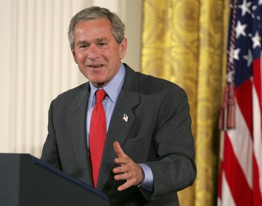 President George W. Bush delivers remarks on the economy in the East Room, Friday, July 2, 2004. White House photo by Eric Draper