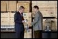 President George W. Bush and Jon Kreykes of the National Security Advanced Technologies group, look over equipment obtained from Libya’s former nuclear weapons program at the Oak Ridge National Laboratory in Oak Ridge Tenn., Monday, July 12, 2004. White House photo by Tina Hager