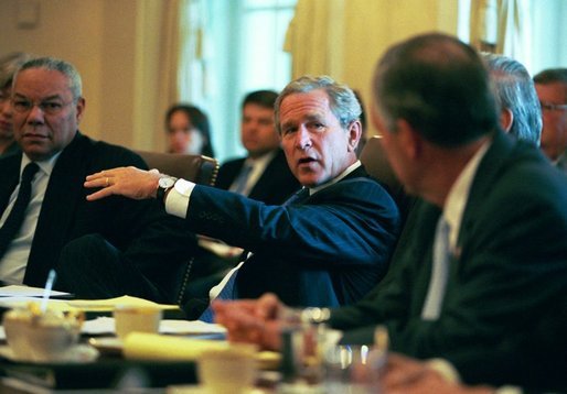 President George W. Bush leads his Cabinet meeting in the Cabinet Room Monday, August 2, 2004. White House photo by Eric Draper.