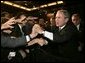 President George W. Bush greets audience members after remarks to the 122nd Annual Knights of Columbus Convention in Dallas, Texas, Tuesday, Aug. 3, 2004. White House photo by Eric Draper.