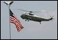 Aboard Marine One, President George W. Bush lands at TSTC Airport in Waco, Texas, Wednesday, Aug. 11, 2004. White House photo by Eric Draper.