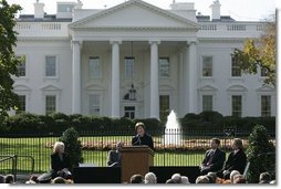 Laura Bush speaks during the opening ceremonies for Pennsylvania Avenue as a pedestrian park.