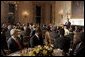President George W. Bush welcomes American Muslim Leaders and Ambassadors from Islamic nations to the Iftaar Dinner in celebration of Ramadan in the State Dining Room Wednesday, Nov. 10, 2004. White House photo by Paul Morse