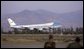 Air Force One comes in for a landing as President George W. Bush and Laura Bush arrive for an APEC summit in Santiago, Chile, Nov. 19, 2004.  White House photo by Paul Morse